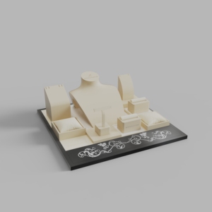 Exhibidor de Joyería de Lujo en MDF+PU Beige con Logotipo Personalizado (Serigrafía/3D/Lámina Metálica) para Collares, Pulseras, Aretes y Anillos, Tienda RODEN/OEM - Product Image 1
