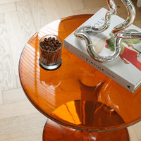 Table basse multifonctionnelle mobile en plastique transparent de style scandinave moderne pour petit appartement, salon, bureau à domicile, support à tasses