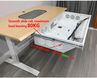 Table de bureau PC avec tiroir coulissant RGB ATX, ventilateur de refroidissement DIY, boîtier et bureau de jeu informatique deux-en-un