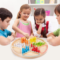 Enfants éducatifs en bois hexagonal classique jouets dames jeu de société personnalisé dames chinois jeu d'échecs en bois