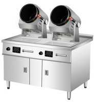 Robot Wok à double tête Armoire à remuer à gaz intelligente Machine à cuire à rouleaux antiadhésifs automatique Equipement alimentaire intelligent commercial