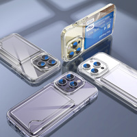 Nouvel arrivage Étui de téléphone transparent anti-cristal jaune pour iPhone 15 Plus Pro Max Porte-cartes antichoc Couverture mobile