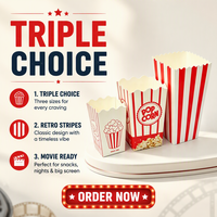 Boîte à Popcorn Carrée Personnalisée en Carton Ondulé Verni, Vente en Gros, Pas Cher, Qualité Alimentaire, Idéale pour les Fêtes Classiques