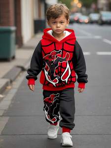 <span class=keywords><strong>Ensemble</strong></span> sweat à capuche imprimé numérique 3D <span class=keywords><strong>Spider</strong></span>-<span class=keywords><strong>Man</strong></span> rouge et bleu, nouvelle collection printemps-automne 2026 pour enfants - Product Image 1