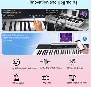 Piano electrónico portátil de 61 teclas con teclas sensibles al tacto, altavoz incorporado, piano digital BT para principiantes y adultos. - Product Image 3