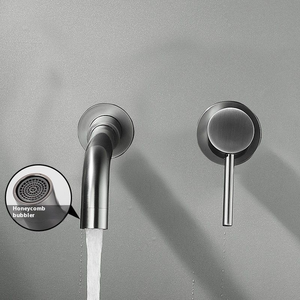 ก๊อกน้ำอ่างล้างหน้าแบบติดผนังเซรามิกเดี่ยวทรงสูง ดีไซน์ทันสมัย หัวก๊อกทองเหลืองแบบเรียบหรู หมุนได้ 360 องศา สำหรับห้องน้ำสไตล์โมเดิร์น - Product Image 1