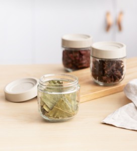 Household Food Storage Glass Jars 300ml Glass Storage Container with Plastic Lid and Silicone Ring