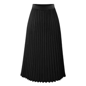 GIMILY-Falda plisada de cintura alta elástica para mujer, falda Bohemia elegante, Vintage de gasa, Media plisada