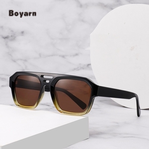 Occhiali da sole Boyarn Cool Shades Pilot Square <span class=keywords><strong>TR</strong></span> & acetato realizzati con occhiali da sole da uomo a forma di doppio ponte - Product Image 1