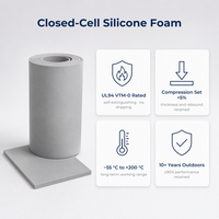 Bande adhésive en mousse de silicone UL94 VTM-0 personnalisée, feuille de caoutchouc éponge de silicone auto-adhésive haute température avec adhésif pour véhicules électriques