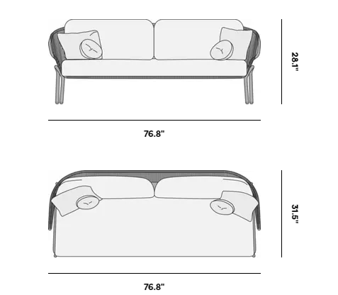 Rope outdoor Furniture Leisure Style Aluminium Frame Modern water proof Garden sofa