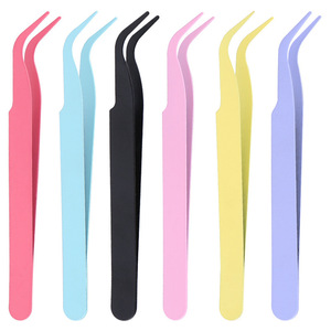 Herramientas para perlas de pegamento, pinzas para arte de uñas y pestañas, mini clips coloridos para agendas, herramientas rectas y curvas para manualidades DIY - Product Image 1