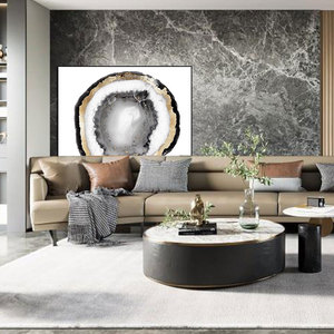 Art mural abstrait nordique en porcelaine cristal Décoration intérieure Peinture acrylique UV avec cadre en métal doré Style déco Design suspendu - Product Image 5