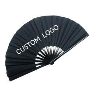BSBH 2025 Éventails personnalisés en bambou noir Clack Logo personnalisé Éventail pliant 13 pouces 33cm pour fête Grands éventails en bambou Fording - Product Image 4