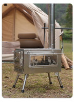 Poêle à bois pliable portable double usage, ustensiles de cuisine en acier inoxydable pour 3 à 5 personnes, chauffage de tente de camping