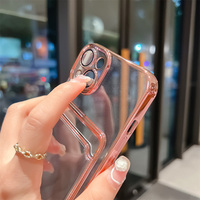 Coque de téléphone en TPU électrolytique avec porte-carte protecteur d'objectif pour iPhone 16 Pro Max 17 Air 15 Plus 14 13 Pro 12 Mini 11 Pro Max