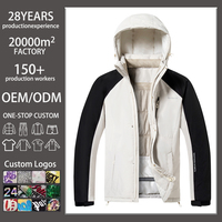 ODM OEM Veste de ski coupe-vent 3 en 1 pour homme, veste d'hiver chaude, doublure matelassée, veste de snowboard, doudoune thermique, noir et blanc