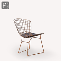 Chaise d'appoint Bertoia, chaise de designer italienne, chaise de loisirs en cuir, chaise de salle à manger en métal et en maille