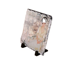 SH-25 7.87 Inch Square Sublimation Photo Frames Heat Transfer Slate Rock for Wedding/Christmas Decor Stand for <strong>Home</strong>/Hotel Use - Product Image 2