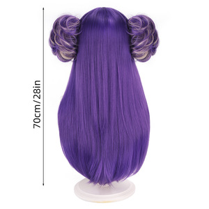 Peluca de cosplay <span class=keywords><strong>Fate</strong></span>/<span class=keywords><strong>Grand</strong></span> <span class=keywords><strong>Order</strong></span>, moño grande morado, resistente a altas temperaturas, sin encaje - Product Image 3