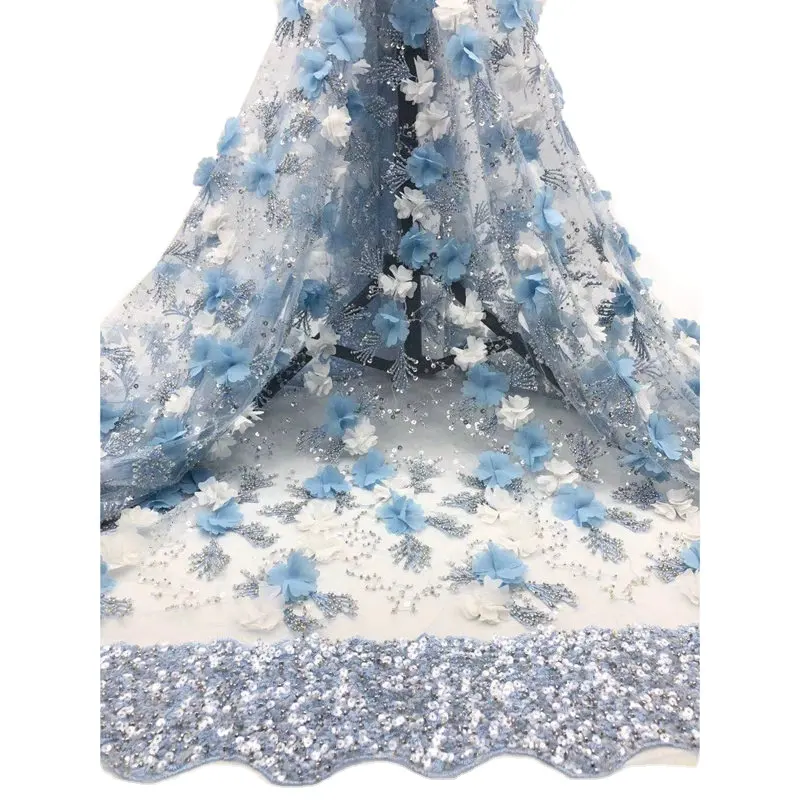 Tissu indien perlé à fleurs en cristal brillant, nouvelle mode 3D, fait à la main, pour robe rideau à fleurs, CL62832, 1 pièce