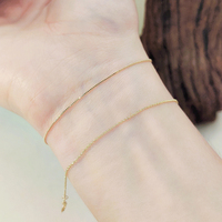 Pulseras de Oro Sólido de 9 Quilates con Cadena de Eslabones de 1 mm, Apilables y Simples, para Mujer, Joyería de 9k, Resistentes al Deslustre, Regalo