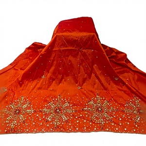 Robe de mariée somalienne Dirac Gougra en taffetas de soie satiné léger tissé 60GSM, tissu écologique à motif floral pour vêtements et literie - Product Image 1