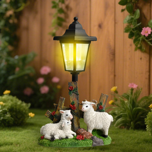 Lampe solaire personnalisée en forme d'animal (oiseau, vache, chien) – Ornements de jardin extérieur pour la décoration de cour, artisanat en résine (<span class=keywords><strong>mouton</strong></span>) pour le jardinage - Product Image 1
