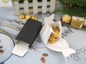 Bride Groom Suits Pattern Luxury Printing Paper Bag <strong>Wedding</strong> <strong>Favour</strong> Packaging Paper Chocolate Candy Box With Ribbon Bow - Product Image 5