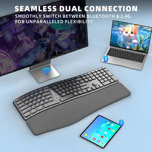 TMICE Silent Split Bluetooth Wireless Keyboard Mouse For Computer Ergonomic Keyboard With Cushioned Wrist And Palm Rest