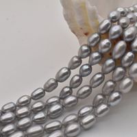 Perles d'eau douce naturelles plaquées argent gris de 7-8 mm, forme de riz, qualité AAAA/AAA, perles en vrac, origine ZHE, sac en OPP pour la fabrication de bijoux
