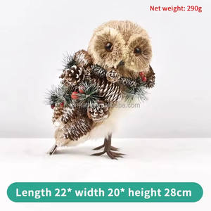 Figuritas de Navidad de cáñamo hechas a mano, cono de pino, búho, oso, ardilla, muñecas, Escena de ventana de vacaciones, tienda, manualidades decorativas, <span class=keywords><strong>Juguetes</strong></span> - Product Image 5