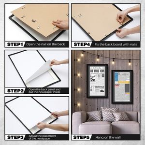 Cadre mural pour journaux 11x22 pouces, cadre d'affichage noir pour médias avec plexiglas transparent - Product Image 6