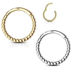 9k/10k/14k/18k White Yellow Pure Gold Hoop Sterile Nose Rings Without Stones Body Piercing Jewelry