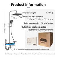 Ensemble de douche thermostatique numérique OEM personnalisé en alliage d'aluminium brossé à fixation murale, accessoires de salle de bain multi-jets, vente en gros
