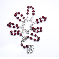 Chapelet Collier 6 mm Sept Douleurs de Marie Perles de Prière Médaille Vierge Marie Bijoux Catholiques