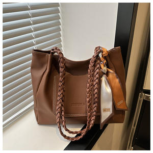 Bolsa de Mano de Color Sólido Retro de Moda para Mujer, Bolsa de Hombro Informal de Gran Capacidad con Cierre - Product Image 6