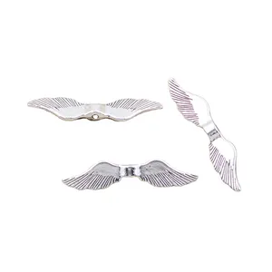 Charms angel wings bead 8x36mm Tibetan Silver Color Pendants Antique Jewelry Making DIY Handmade Craft