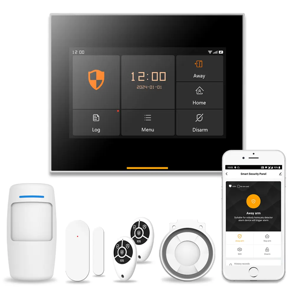 Staniot - Sistema de alarme de segurança doméstica Wi-Fi, sem fio, 433 MHz, tela de 4,3 polegadas, controle de toque completo, atualização online OTA