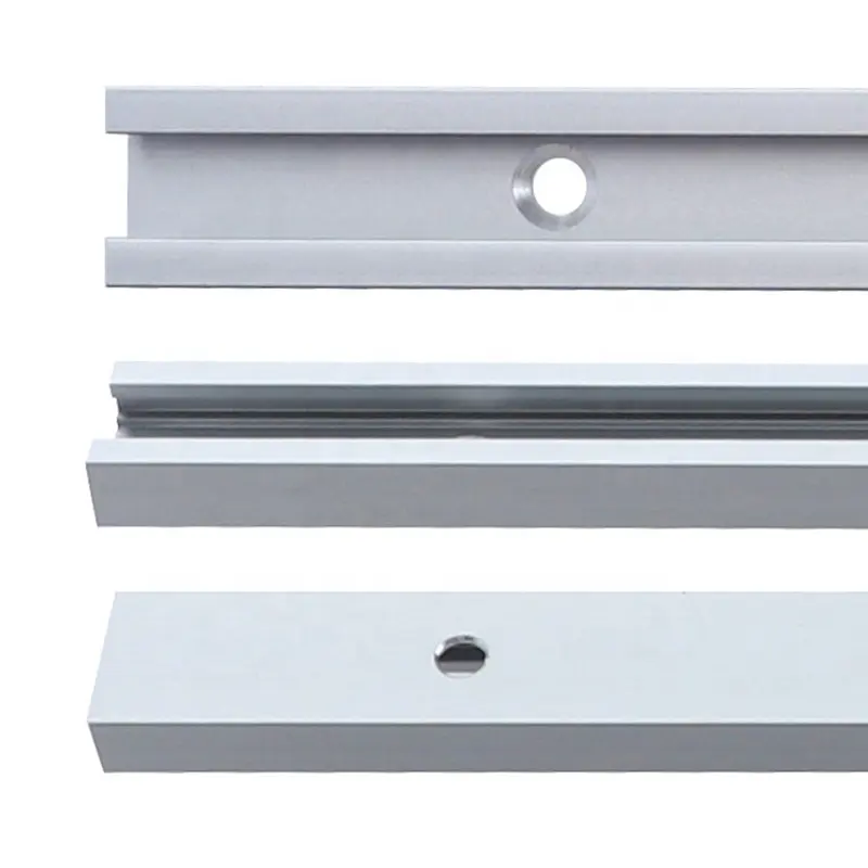 Guía de sierra de aluminio, pista en T, ranura de 3/4 "por 3/8" con agujeros de montaje preperforados para carpintería