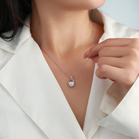 Collier en Moissanite en Argent Sterling 925, Cœur 8mm, Monture Goutte d'eau, VVS1 Couleur D, 3 Griffes, 3 Couleurs