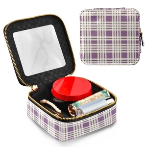 Hawaii Purple Palaka Design Clear Window PU Leather Toiletry <b>Makeup</b> Organizer Bag Zipper Mini <b>Makeup</b> Cosmetic Case for Travel - Product Image 4