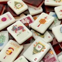 Set Mahjong Profesional Amerika 2 Lapis 160 Buah Ubin Akrilik Bertema Keberuntungan Api Perayaan, Hadiah Pesta Rumah Tangga