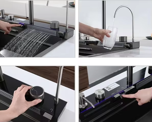 Grand <span class=keywords><strong>robinet</strong></span> d'eau de pluie à fente unique fait à la main pour lavabo à <span class=keywords><strong>double</strong></span> cuvette en acier inoxydable <span class=keywords><strong>double</strong></span> épaissi pour la cuisine à domicile - Product Image 6