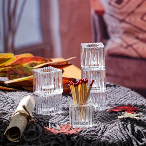 EIPP Bougeoir en verre cristal en gros avec décoration à motif côtelé pour bougies chauffe-plat et longues coniques - Product Image 2