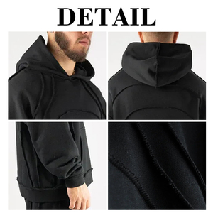 KIingSen OEM Printed Character Streetwear Men's Cut Sewn <b>Distressed</b> Breathable 340g Polyester/Cotton Winter Pullover Hoodie Set - Product Image 6