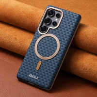 Étuis de téléphone portable en cuir PU magnétique pour Samsung S25 Ultra S24 Plus, cadre d'appareil photo en métal, coque antichoc