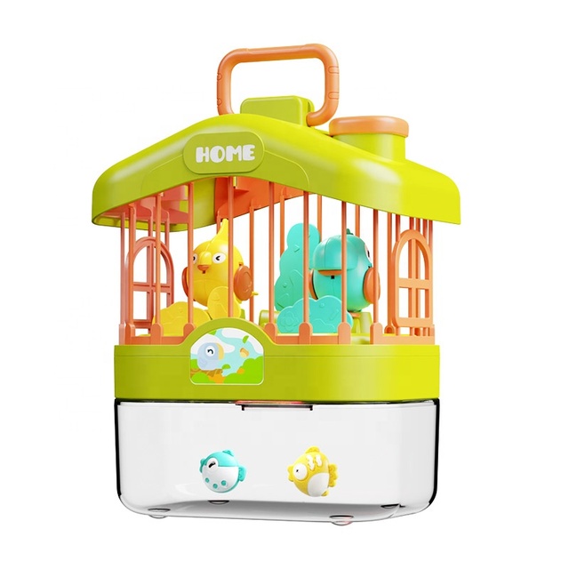 Custom 2 in 1 Birdcage Fish Cistern Child Early Education Voice Control Induction Simulation Bird Light Music Educational Toy