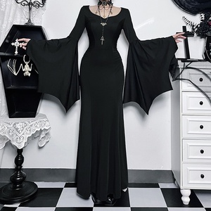CF23528 <span class=keywords><strong>Nouvelle</strong></span> Collection Automne Robe Longue de Maternité Élégante et Ajustée, Manches Chauve-souris Style <span class=keywords><strong>Addams</strong></span> Family, Jupe Sirène Silhouette Queue de Poisson - Product Image 2