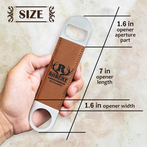 Cadeaux de <span class=keywords><strong>mariage</strong></span> pour hommes enterrement de vie de garçon Décapsuleur de bière en similicuir gravé au laser personnalisé - Product Image 2